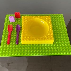 Duplo Compatible Kids Placemat & Bowl Set